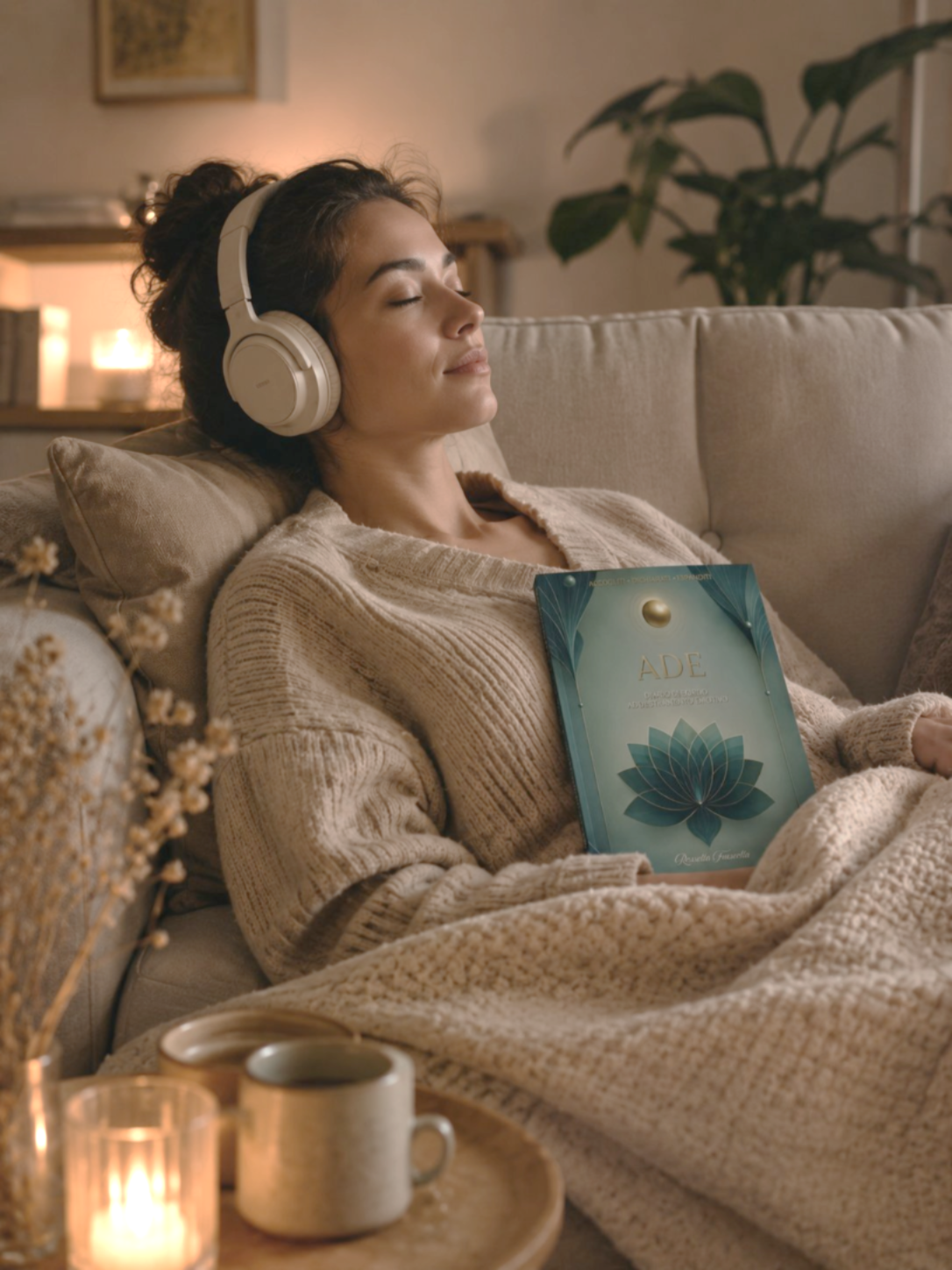 Donna che ascolta le meditazioni del libro ADE